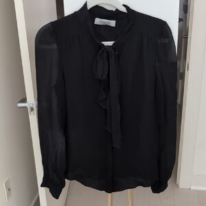 Valentino Women's Elegant Black Tie-Neck Blouse